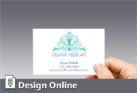 Business Card, Horizontal, Green Ornamentation 2