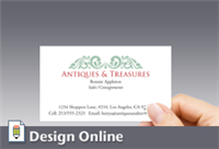 Business Card, Horizontal, Green Ornamentation